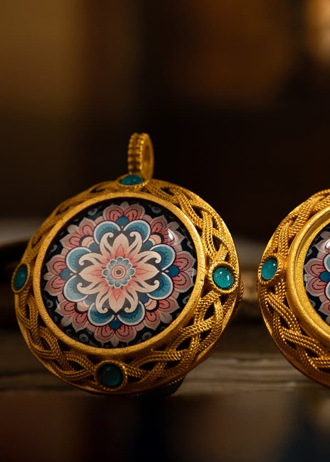 Wipe-style Thangka Hand-painted Necklace Pendant (Series II) — hand-painted Tibetan Thangka