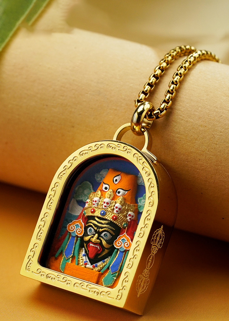 Hand-painted 3D Thangka Gawu / Tsa-tsa Box Pendant