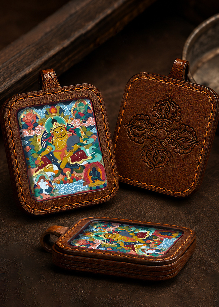 Hand-painted Erasable Thangka Tibetan-style Leather Shell Handmade Pendant