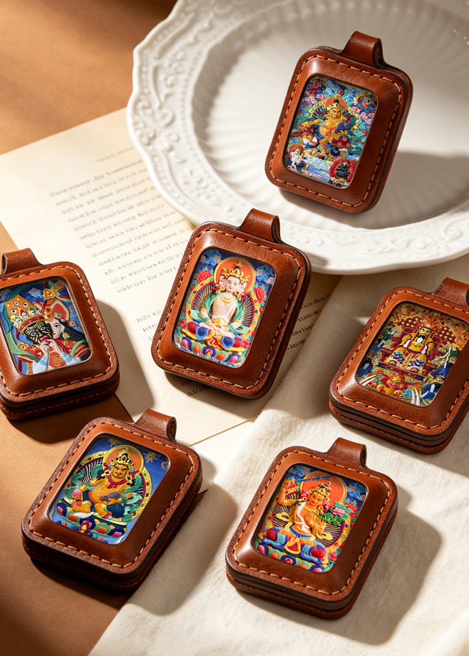 Painted Tsa-tsa Ethnic Thangka Pendant