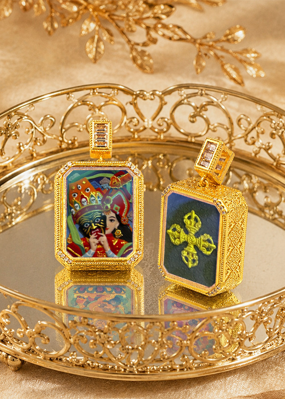 Painted Tsa-tsa Thangka Tibetan-style Pendant