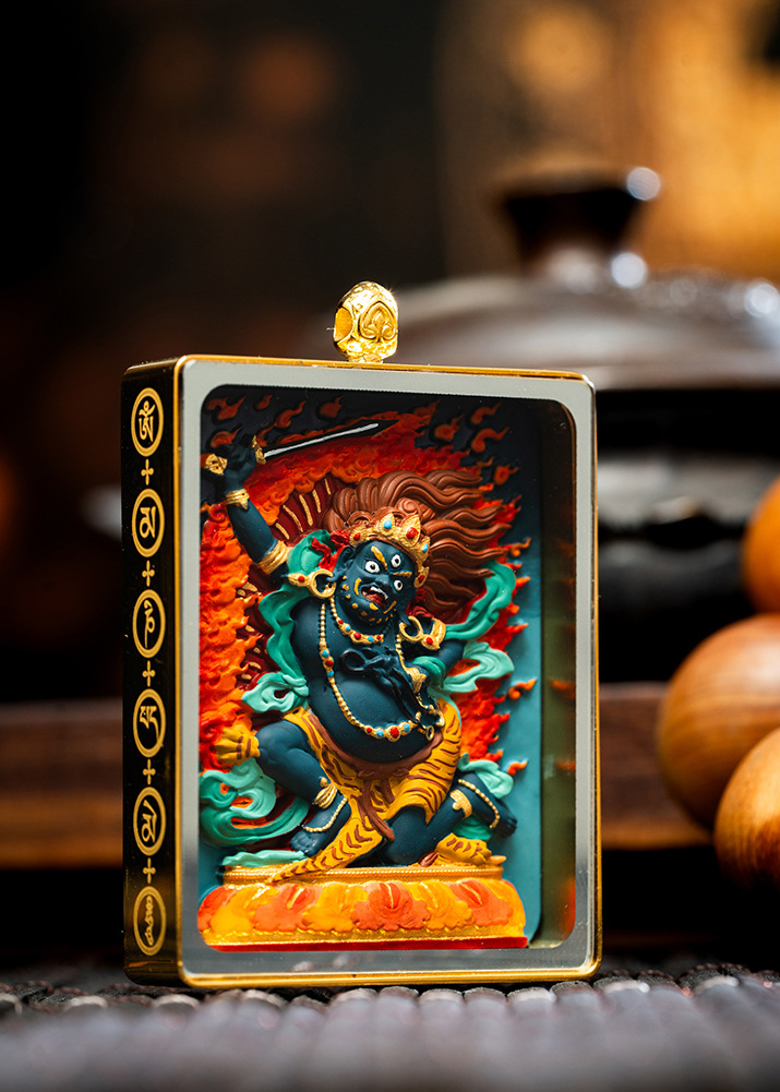 Hand-painted Relief Tsa-tsa Thangka Pendant