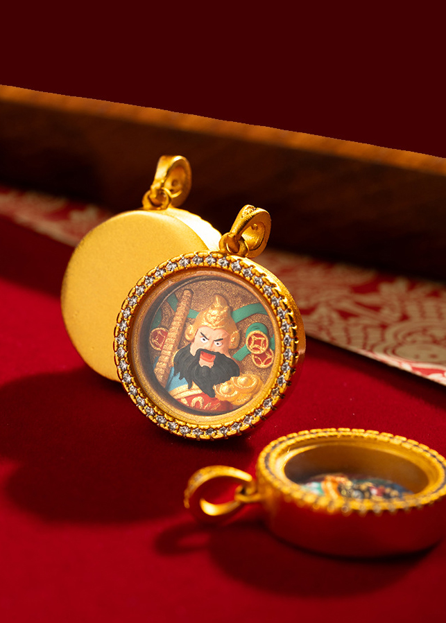 Hand-painted Circular Thangka Pendant